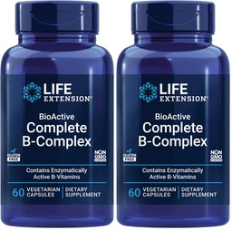 Επέκταση ζωής Bioactive Complex, Heart, Brain and Nerve Υποστήριξη, Υγιεινή Ενέργεια, Μεταβολισμός, Complex B Complex, 60 Vegetarian Κάψουλες (πακέτο του 2)
