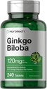 Horbäach Ginkgo Biloba Supplement | 120mg | 240 Tablet | Standart Herbal Ekstraksiyon | Flavone Glycosides | Vegetarian, Non-GMO ve Gluten Free