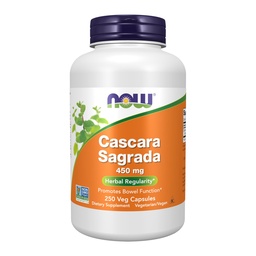 NOW Συμπληρώματα Τροφίμων, Cascara Sagrada (Rhamnus purshiana) 450 mg, Βότανο Κανονικότητα *, 250 κάψουλες Veg