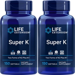 Επέκταση ζωής Super K, 150 Softgels (πακέτο του 2) με βιταμίνες K και K2