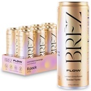 BREZ FLOW Lion's Mane Mushroom Drink, 8-Pack, Infüzyon, Adaptogens, Relieving, Uplifting, and Social, Sparkling Lemon Elderflower Tonic 12 Fl oz