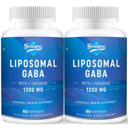 Λιποσωμική GABA με L-Θεανίνη 1200mg - 2 Pack Υψηλή Βιοδιαθέσιμα συμπληρώματα GABA,120 Κάψουλες για Ενήλικες