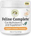 Wholistic Organics Pet Feline Πλήρης Βιολογική Κολοκύθα - 8 Oz - Πολυβιταμίνη & Probiotic σκόνη για γάτες - Φυσικό φαγητό γάτας & Digestive υποστήριξη