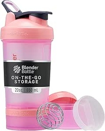 BlenderBottle Shaker μπουκάλι με Pill Organizer και αποθήκευση για σκόνη πρωτεϊνών, κλασικό σύστημα V2 ProStak, 22-Ounce, ροζ
