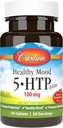 Carlson Sağlıklı Mood 5-HTP Elite 100 mg ile B6 - Mood Support & Relaxation Supplement - Raspberry Chewable - 60 Tabletler