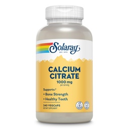 Solaray Calcium Citrate 1000mg - Chelated Calcium Supplement - Υποστηρίζει τη δύναμη των οστών και υγιή δόντια - Εύκολη στην πέψη - 60 ημερών εγγύηση, Vegan - 60 εξυπηρετούν, 240 VegCaps