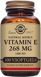 Solgar Vitamin E 268 mg (400 IU), 100 Χορτοφαγικά Softgels - Φυσικό Αντιοξειδωτικό, Δερμάτινο & Ανοσολογικό Σύστημα Υποστήριξη - Φυσικώς-Πηγή Βιταμίνη E - Μη-ΓΤΟ, Vegan, Χωρίς Γλουτένη, Χωρίς Γαλακτοκομικά - 100 Σερβιέτες