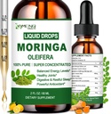 Saf Moringa Oleifera Liquid Drops, Organik Moringa Leaf Extract w. Turmeric, Black Pepper, Moringa Supplement for Energy Metabolism Immune Skin Joint & Gut, 6X Güçlü