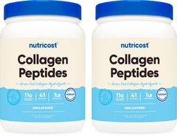 Nutricost Pure Collagen Hydrolysate (Bovine) σκόνη (2 πακέτο) - Grass Fed Bovine Collagen, 1LB ανά φιάλη