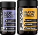 ONNIT Premium Alpha Brain Bundle - Nootropic Brain Supplement (90 Count) for Focus, Recentation & Memory + New Mood Supplement for Stress Relief, Sleep and Mood (60 Count)