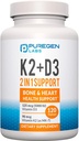 2 in 1 High Potency Formula 90mcg Vitamin K2 (MK7) and 5000 IU Vitamin D3 Supplement for Bone and Heart Health. Non-GMO Formula, Easy to Swallow Vitamin D & K Complex, 120 Capsules I 4-month supply