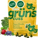 Gruns Παιδικές Βιταμίνες, Super Greens Gummies, Sugar-free Superfood Gummy Bears Με Spirulina, Chlorella, Prebiotics Fiber για Digestive Υγεία, συμπλήρωμα προσαρμογών, 20 Βιταμίνες & Ορυκτά, 28 ημέρες Συσκευασία