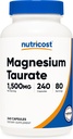 Nutricost Magnezyum Taurate 1,500 mg; 240 Capsules - Gluten Free, Non-GMO, Vegan, 80 Servisler
