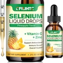 Selenium Liquid Drops, 200 C & Çinko ile Sıvı Selenyum Tamam, Immune System, Antioksi & Heart Health, High Abxia, Pineapple Flavor, 2 Fl Oz