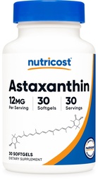 Nutricost Ασταξανθίνη 12mg, 30 Softgels - Μη ΓΤΟ και Χωρίς Γλουτένη
