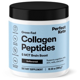 Perfect Keto Collagen Peptides Protein Peptides σε σκόνη με MCT Oil, Hydrolyzed Collagen, Type I & III Supplement, Gluten Free, Grass Fed, Low Carb, Keto Coffee Creamer, Collagen για γυναίκες & άνδρες, Χωρίς γεύση