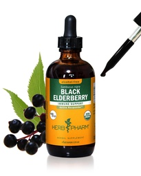 Βότανο Pharm Certified Organic Black Elderberry Liquid Extract για την υποστήριξη ανοσοποιητικού συστήματος, Glycerite χωρίς αλκοόλ, 4 ουγγιά