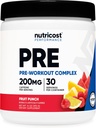 Nutricost Pre-Workout Kompleksi Toz (30 Hizmetler, Meyveler) - Beta-Alanine, Taurin & Amino Asits
