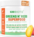 GOBIOTIX Super Greens and Reds Powder - Κόκκινο και Πράσινο Superfood - Probiotic Supplement - Digestive Enzymes and Beet Root Powder - Organic Whole Foods Dietary Supplement (Mango, 1 Pack)