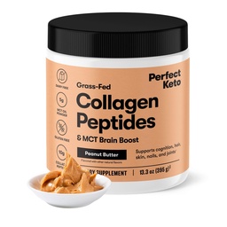 Perfect Keto Collagen Peptides Protein Peptides σε σκόνη με MCT Oil, Hydrolyzed Collagen, Type I & III συμπλήρωμα, Gluten Free Grass Fed, Low Carb, Keto Coffee Creamer, Collagen για γυναίκες & άνδρες, Φυστικοβούτυρο