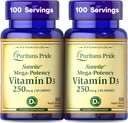 Puritan'ın Gurur Premium SunviteTM Mega-Potency Vitamin D3 10.000 IU, Sağlıklı Kemikler için Diyetsel Tamam, Dişler ve Immune Sistem Desteği, 100 Hızlı Yayın Softgels