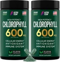 Alpha Flow [2 Pack] κάψουλες Chlorophyl 600mg - συμπλήρωμα χλωροφύλλης για την ενέργεια & το δέρμα - Εσωτερικό αποσμητικό για γυναίκες & άνδρες - Εναλλακτική σε σταγόνες υγρού - 240 χάπια Vegan