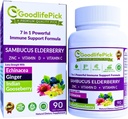 7'de ZINC, Vitamin C, Vitamin D, Echinacea, Ginger & Indian Gooseberry (Amla). Premium Elderberry Capsules 90 ct, All Natural,Non-GMO,Vegan, No Rice Toz, No-Gluten