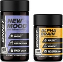 ONNIT Premium Alpha Brain Bundle - Nootropic Brain Supplement (30 Count) for Focus, Recentation & Memory + New Mood Supplement for Stress Relief, Sleep and Mood (60 Count)