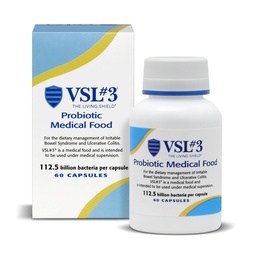 VSL #3® Probiotics for Digestive Health, IBS & UC Συμπτώματα - 112.5B CFUs, Υψηλής ισχύος, Multi-Strain, Ζωντανά, ψυκτικά προβιοτικά, Ιατρικά τρόφιμα για την υποστήριξη της υγείας των ούρων σε άνδρες & γυναίκες, 60 κάψουλες