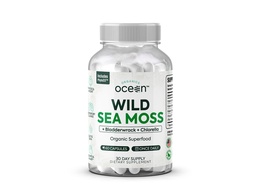 Οργανικοί Ocean Wild Sea Moss Κάψουλες - 100% Βιολογικό Ιρλανδικό Moss με Βιολογικό Chlorella, Bladderwrack και Βιταμίνη D για την ενέργεια, την υγεία του πνεύμονα και το Thyroid Υποστήριξη για γυναίκες και άνδρες - 60 κάψουλες