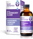 Τολμηρό Botanica Elderberry Elixir – 65x Συμπυκνωμένο εκχύλισμα - Ζάχαρη-Δωρεάν - Φιλικό προς το παιδί - Μαύρο Σιρόπι Elderberry με Aronia Berry για Ανοσολογική Υποστήριξη - 4 Fl. Oz.