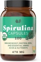 Pure Hawaiian Blue Green Spirulina Toz Capsules - 470 mg Capsules 100 Pills, GMO, Natural Natural