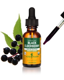 Βότανο Pharm Certified Organic Black Elderberry Liquid Extract for Immune System Support, Organic Cane Alcohol, 1 Oz