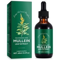 Mullein Drops for Lungs 2 Fl Oz - Mullein Leaf Extract for Lungs with Chlorophyl - Φυσικό συμπλήρωμα βοτάνων για τον καθαρισμό πνεύμονα, αναπνευστική υποστήριξη, ενισχύει την ασυλία, Digestive Wellness