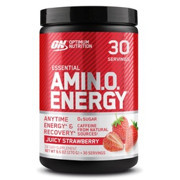 Optimum Nutrition Amino Energy - Προ προπόνηση με πράσινο τσάι, BCAA, Αμινοξέα, Κετό Φιλικό, Πράσινο εκχύλισμα καφέ, σκόνη ενέργειας - Juicy Φράουλα Burst, 30 Σερβίρει (Packaging May Vary)