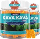 Kava Kava Gummies, Sugar Free Calm Gummies w/Rhodiola Rosea, Ashwagandha, L-Θεανίνη, GABA, Kava χωρίς μελατονίνη Blend για χαλάρωση, ηρεμία και εστίαση - Εναλλακτική για κάψουλες Kava σκόνης, Vegan 120 Ct