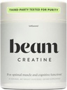 Beam Creatine Powder, Third Party Tested, Micronized Creatine Monohydrate Supplement, Creatine for Women and Men, Mus Strength, Processet Recovery, Lean Muscle Growth, 30 Services, Unflaved