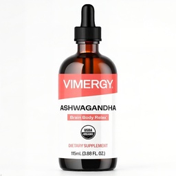 Vimergy USDA Organic Ashwagandha Liquid Extract, 57 σέρβις – συμπλήρωμα στρες σταγόνες – Adaptogen - Υποστηρίζει Γνωστική λειτουργία – Υποστήριξη ύπνου – Χωρίς αλκοόλ, μη ΓΤΟ, Vegan & Παλαιό Φιλικό (115 ml)