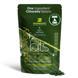 RECOVERYbits - Βιολογικά Δισκία Chlorella - Φυτικές Άλγες Superfood - Χλωροφύλλη - Ρωγμή Τοίχωμα κυττάρων - Ενέργεια - Ανοσοποιητικό Σύστημα - Detox - Keto - Vegan - Μη ΓΤΟ - Μεγάλη Τσάντα - 1000 Tabletισκία