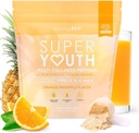 SkinnyFit - Super Youth Collagen for Women - Multi Collagen, Toz - Probiyotikler, Fiber, Hyaluronik Asit - GMO, Gluten Free, Sugar Free - Beauty - Orange Pineapple (28 hizmet)