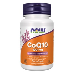 NOW Συμπληρώματα, CoQ10 (Συνένζυμο Q10) 100 mg, Φαρμακευτικός Βαθμός, Καρδιαγγειακή Υγεία *, 50 Softgels
