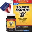 Super Macho, Yüksek Potency B Vitaminleri ve Amino Asitler, Bugünün Aktif Erkekler için Yakıt, Caffeine, No Sugar, Diyetary Supplement, USA,50 Softgels