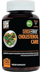 Clinical Daily Cholesterol Care Supplement. Vegan Cholesterol and Triglyceride Supplements. Plant Sterols Supplements Cholesterol Support with Guggul, Garlic, Niacin. 120 Capsules