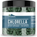 Earthborn Elements Chlorella 200 Capsules, Pure & Undiled, No Wordss