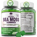 Sea Moss Gummies - İrlandalı Deniz Moss Gummies for Yetişkinler & Çocuklar - Gelişmiş Superfood Seamoss Supplement with Organic Bladderwrack & Burdock Root,ACV for Daily Immune, Gut Cleanse, Vegan, 60 Counts