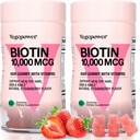 Biotin Gummies 10000mcg Supplements - Vitamin C, A, D, B-Complex, Folate, Kadınlar ve Kızlar için çinko - Vegan Biotin Saç Büyümesi Sağlıklı Saç ve Çiçekler için Gummy, Non-GMO, Strawberry, 120 Bear