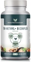 Tri-methyl+ B Complex μεθυλιωμένες βιταμίνες Β - Full Spectrum Methyl B Complex Vitamin Supplement Για MTHFR Υποστήριξη με ενεργές μορφές B12 μεθυλοκοβαλαμίνης, Αδενοσυλοκοβαλαμίνης και μεθυλοφολικού οξέος