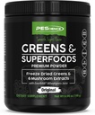 PE Science Greens Toz Superfood with Natural Chlorophyll, Reishi & Turkey Tail Mushroom Tozs, Freeze-Dried Kale, Spinach, Broccoli Sprouts, Original Flavor, 30 Hizmet