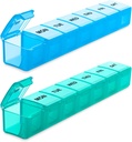 BUG HULL Haftalık Pill Büyük 2 Packs, Ekstra Büyük Seyahat Pill Organizecılar, Pill Box 7 Gün, Seyahat Pill Case, Tıp Pill Vitaminleri, Tamamlar ve İlaçlar (Mavi+Green)