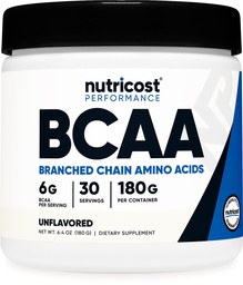 Nutricost BCAA Powder (Άγευστη, 30 μερίδες) - Χορτοφαγική, μη ΓΤΟ, Χωρίς γλουτένη, Βέλτιστη 2:1:1 αναλογία
